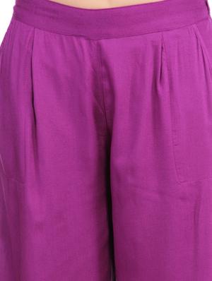 purple viscose palazzos - 12240840 - Standard Image - 4