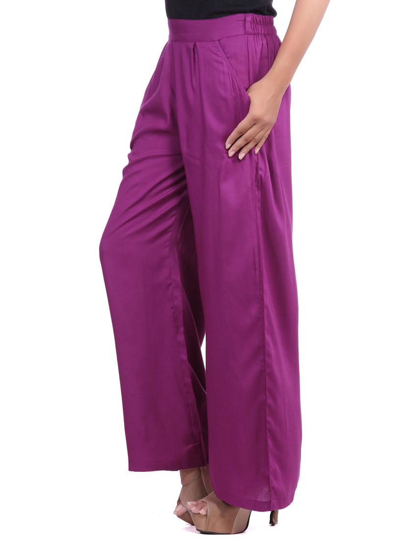 purple viscose palazzos - 12240840 - Zoom Image - 2