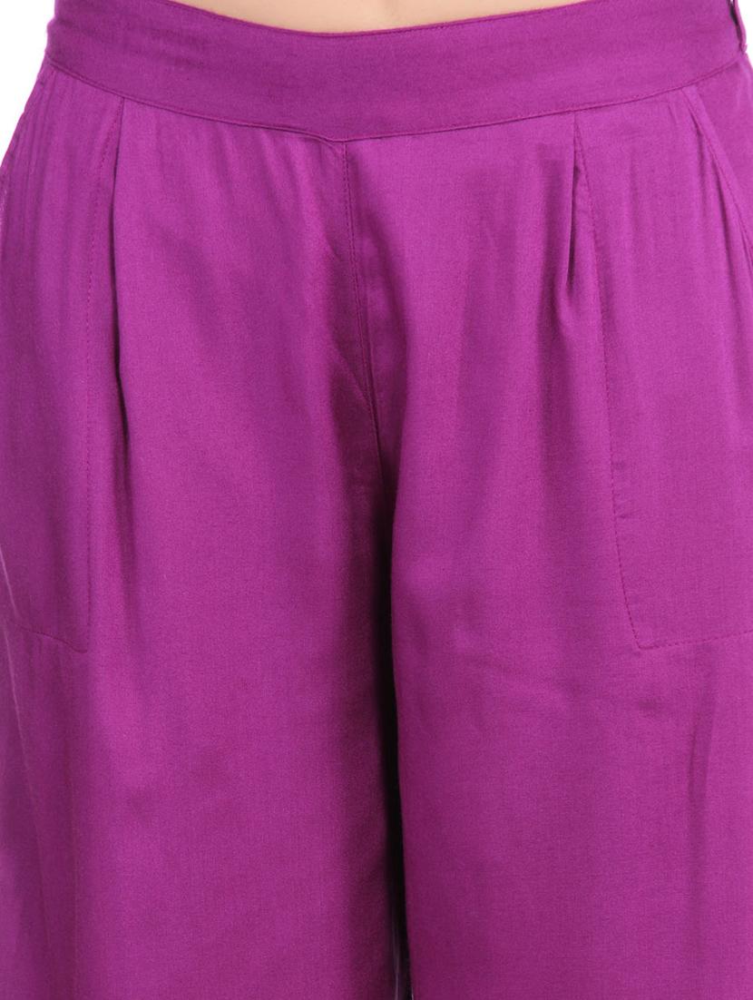 purple viscose palazzos - 12240840 - Zoom Image - 4