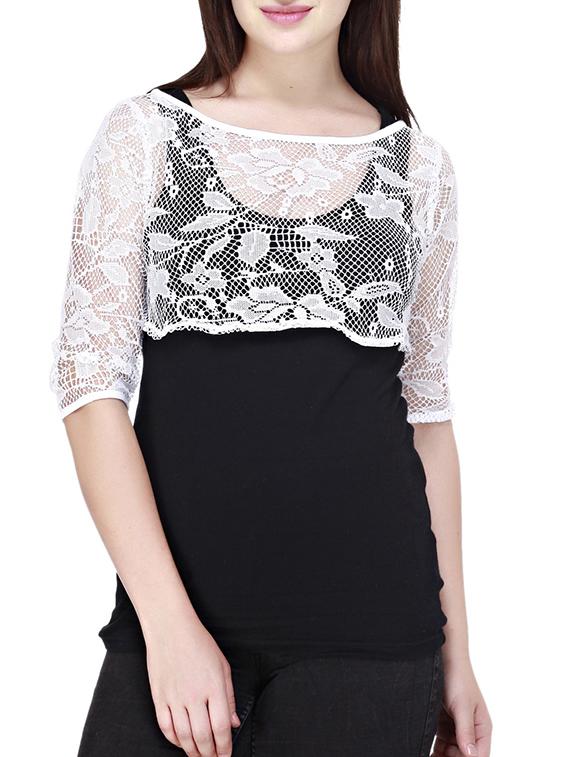 laced net crop shrug - 12241954 - Zoom Image - 1