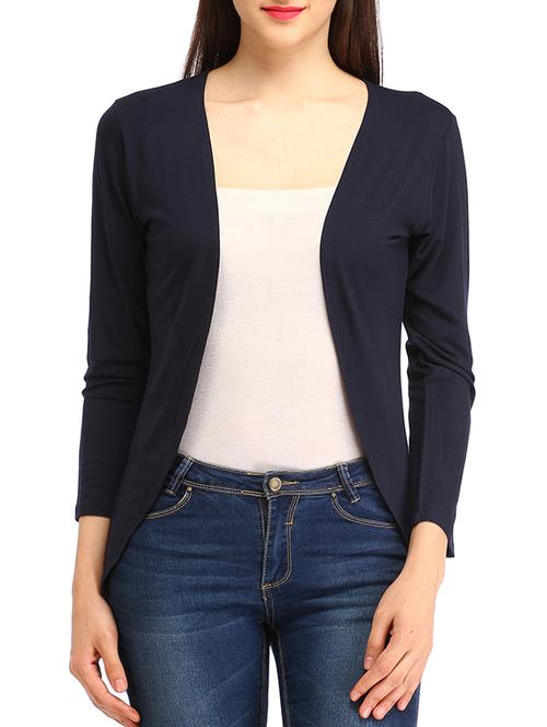 navy blue cotton shrug - 12241969 - Standard Image - 1