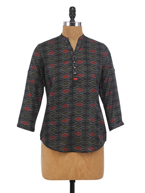 Grey Cotton Printed Top - 1224366 - Standard Image - 1
