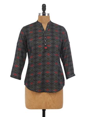 Grey Cotton Printed Top - 1224366 - Standard Image - 1
