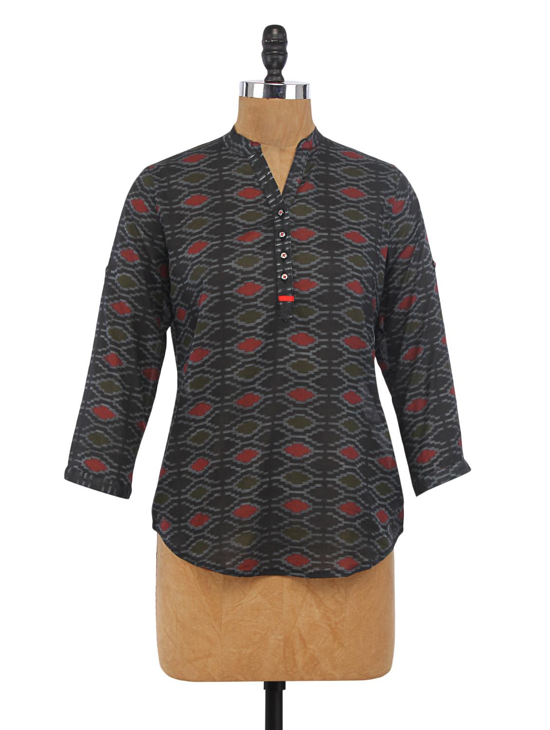 Grey Cotton Printed Top - 1224366 - Zoom Image - 1