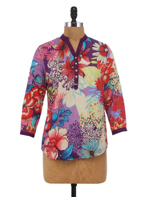 multicolored cotton printed top - 1224369 - Standard Image - 1