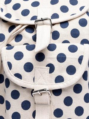 blue polka pots printed canvas back pack - 1224439 - Standard Image - 4