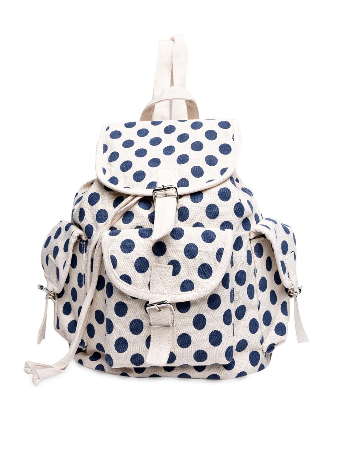 blue polka pots printed canvas back pack - 1224439 - Zoom Image - 1