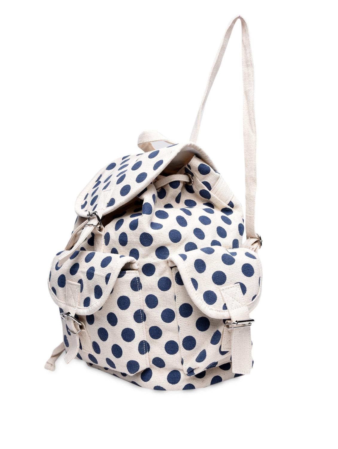 blue polka pots printed canvas back pack - 1224439 - Zoom Image - 5