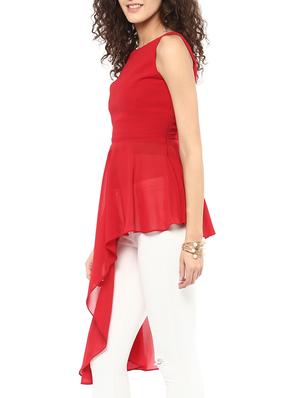 red georgette asymmetric tunic - 12245957 - Standard Image - 2