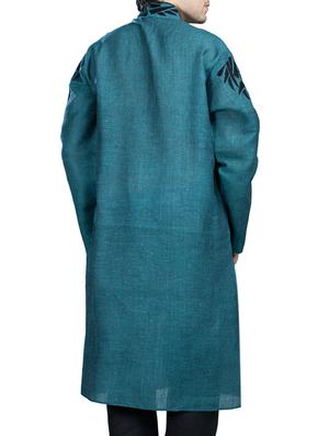 blue linen ethnic wear set - 12247561 - Standard Image - 3