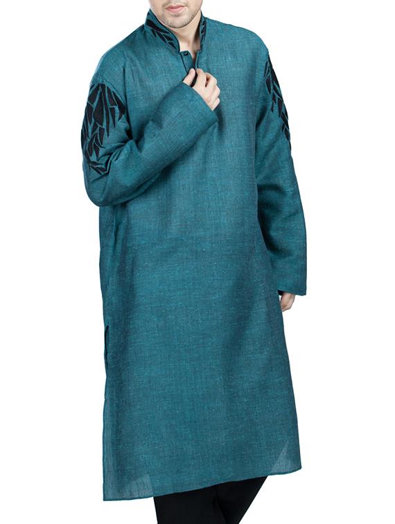 blue linen ethnic wear set - 12247561 - Zoom Image - 1