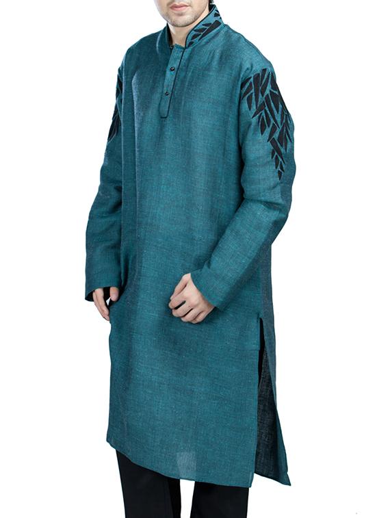 blue linen ethnic wear set - 12247561 - Zoom Image - 2
