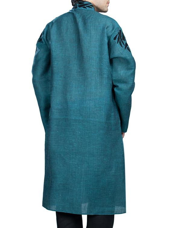 blue linen ethnic wear set - 12247561 - Zoom Image - 3