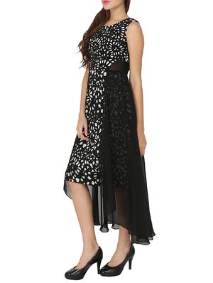 black printed high low dress - 12249017 - Standard Image - 2