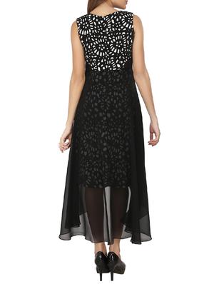 black printed high low dress - 12249017 - Standard Image - 3