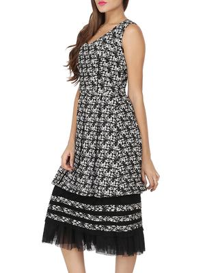 black acrylic printed layered dress - 12249020 - Standard Image - 2