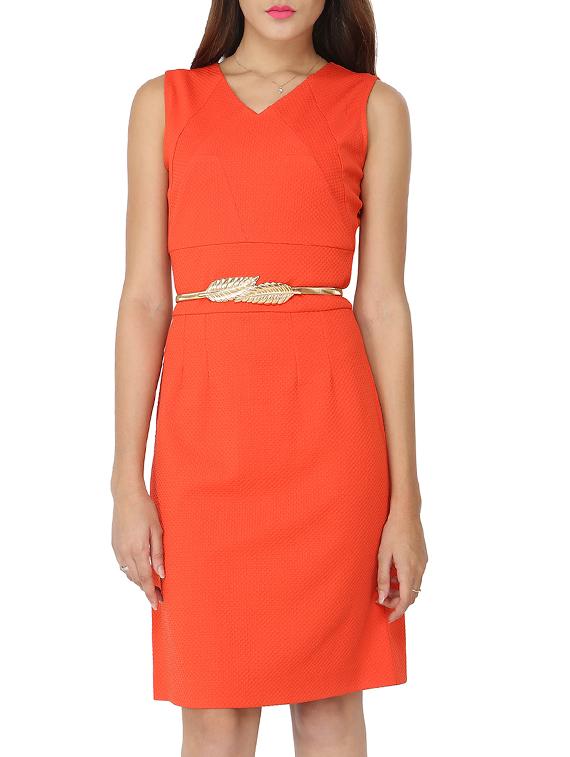solid orange shift dress - 12249023 - Zoom Image - 1