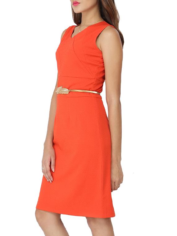 solid orange shift dress - 12249023 - Zoom Image - 2