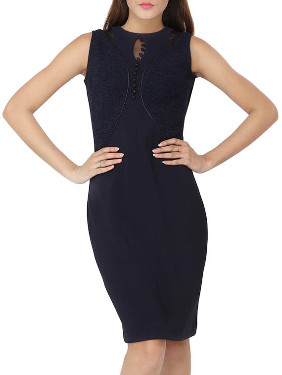 navy blue polyester sheath dress - 12249033 - Zoom Image - 1