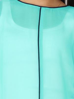 contrast piping detail sheer top - 12249064 - Standard Image - 4