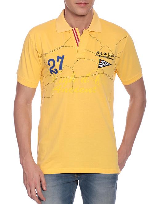yellow chest print t-shirt - 12249214 - Standard Image - 1