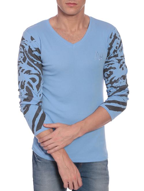 blue cotton back print t-shirt - 12249216 - Standard Image - 1