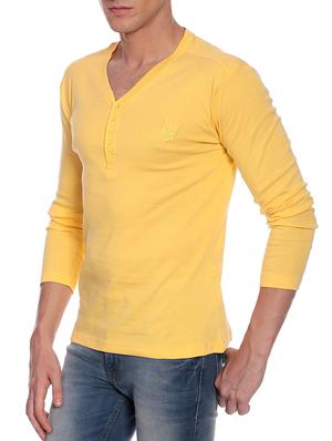 solid yellow cotton t-shirt - 12249218 - Standard Image - 2