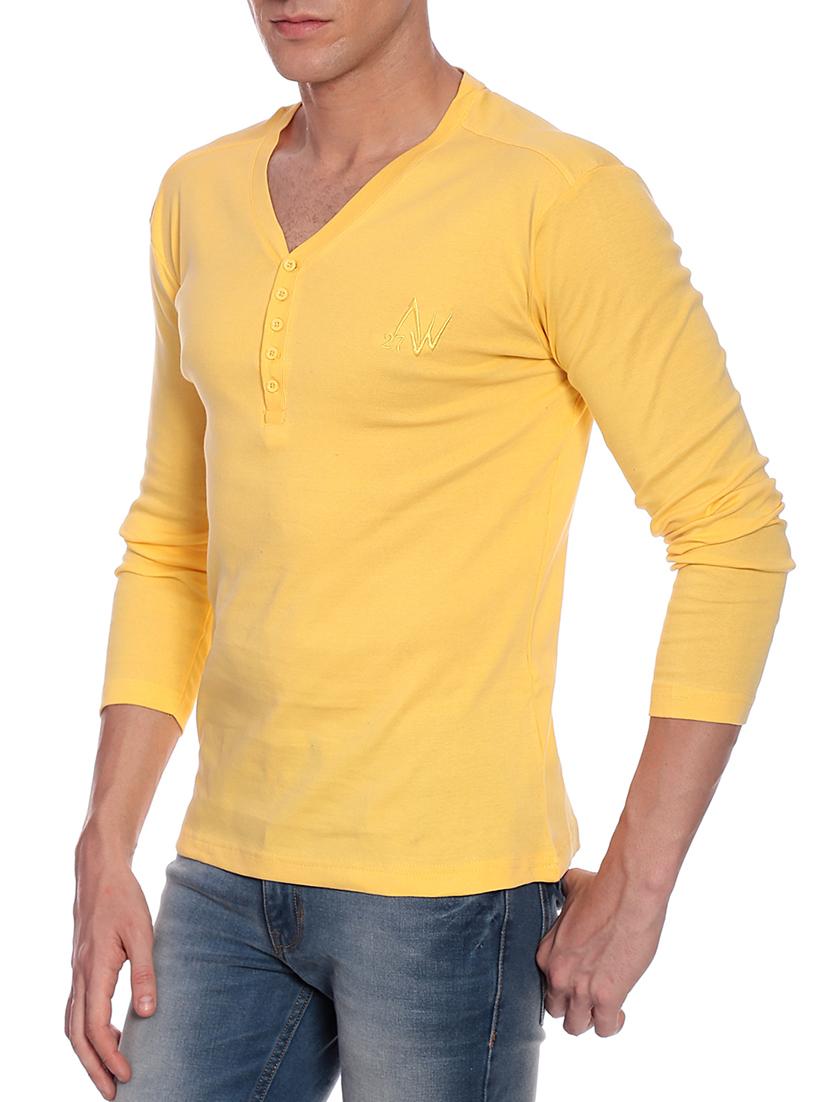 solid yellow cotton t-shirt - 12249218 - Zoom Image - 2