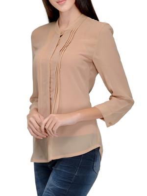 beige georgette regular shirt - 12250734 - Standard Image - 2