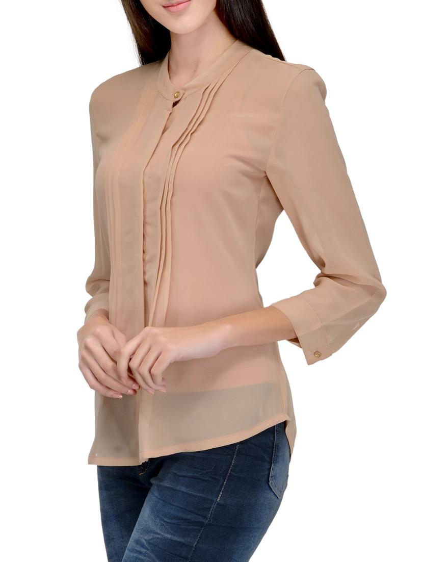 beige georgette regular shirt - 12250734 - Zoom Image - 2