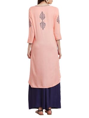 high low block print kurta - 12251066 - Standard Image - 3