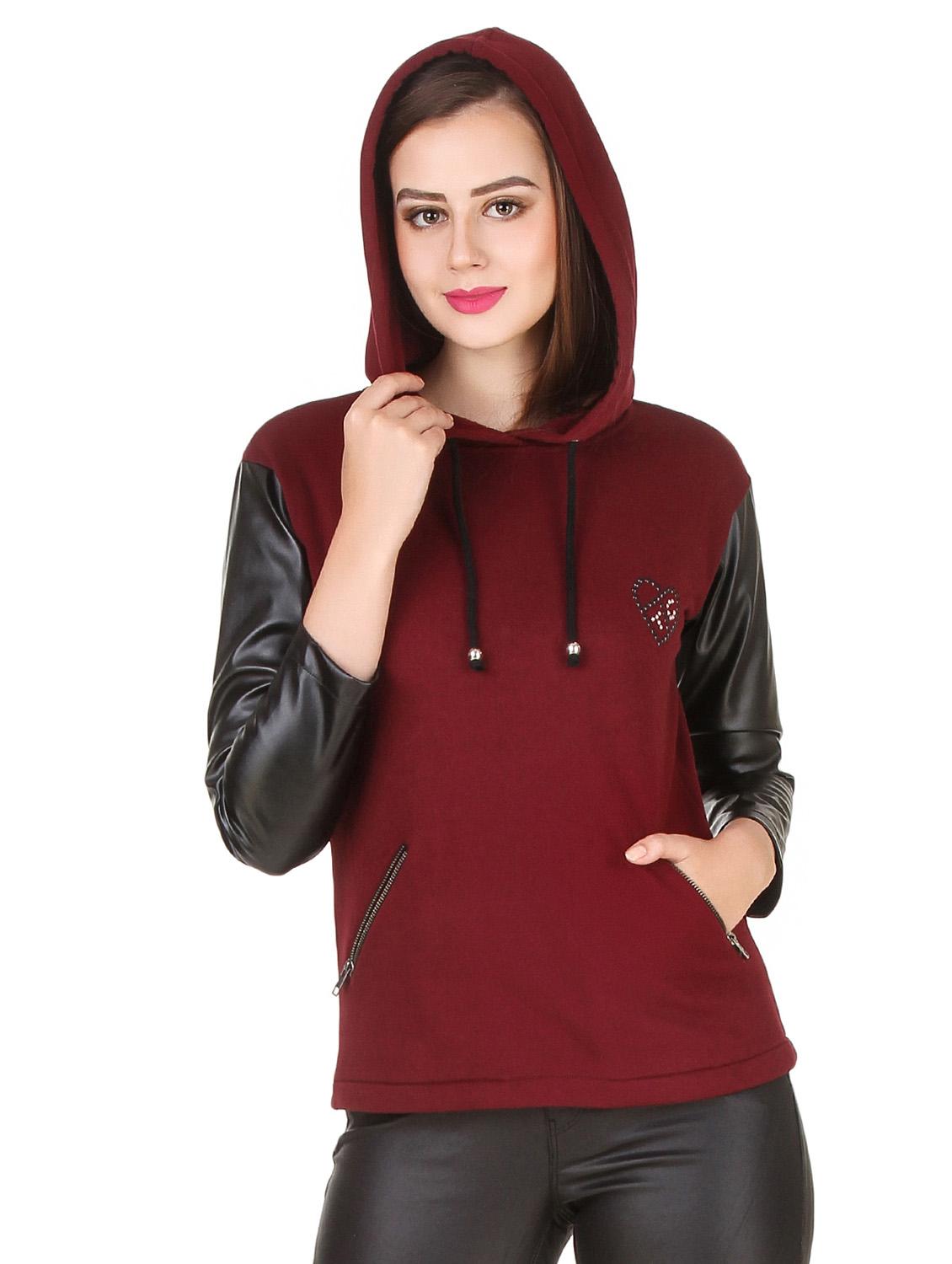 red fleece hooded sweatshirt - 12251251 - Zoom Image - 1