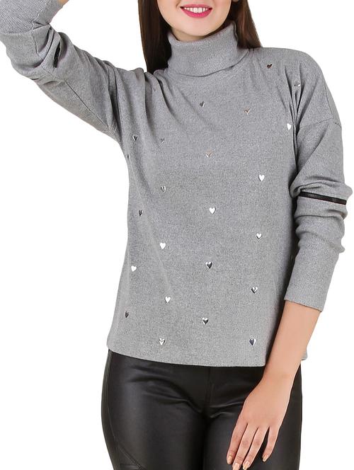 grey cotton turtle neck sweatshirt - 12251260 - Standard Image - 1