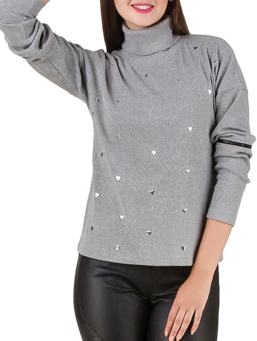 grey cotton turtle neck sweatshirt - 12251260 -  Standard Image - 0