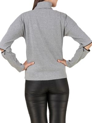 grey cotton turtle neck sweatshirt - 12251260 - Standard Image - 3