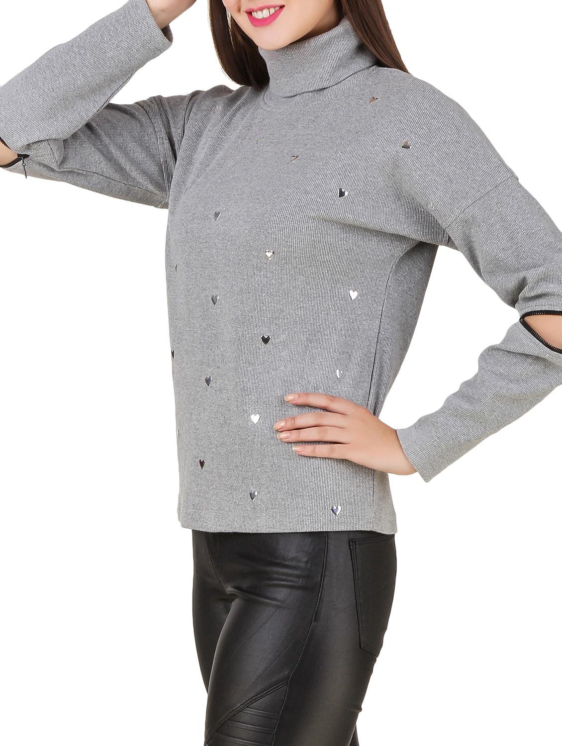 grey cotton turtle neck sweatshirt - 12251260 - Zoom Image - 2