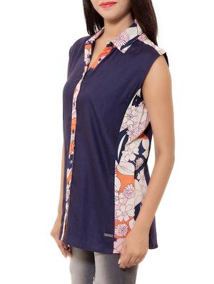 contrast detail blue shirt - 12252311 - Standard Image - 2