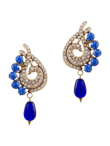 blue brass drop earring - 12252585 - Very Small Image - 1