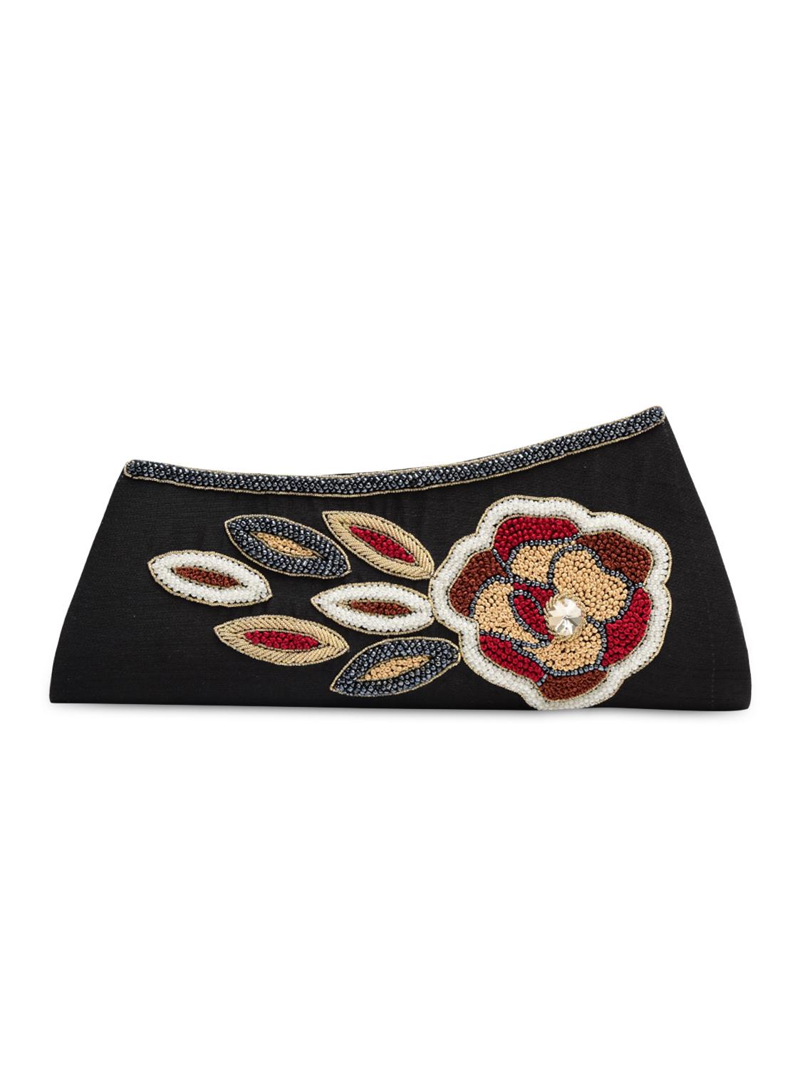 black dupion silk clutch - 1225262 - Zoom Image - 1