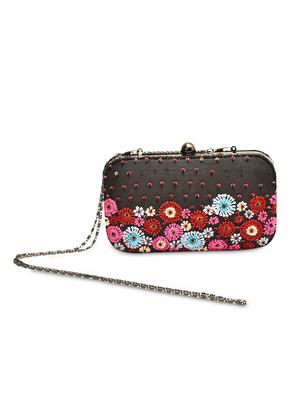 black silk, metal alloy clutch - 1225284 - Standard Image - 2
