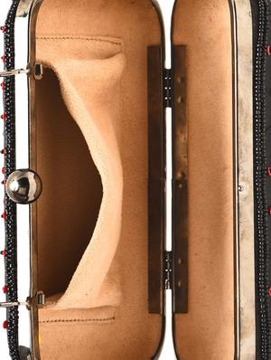 black silk, metal alloy clutch - 1225284 - Standard Image - 3