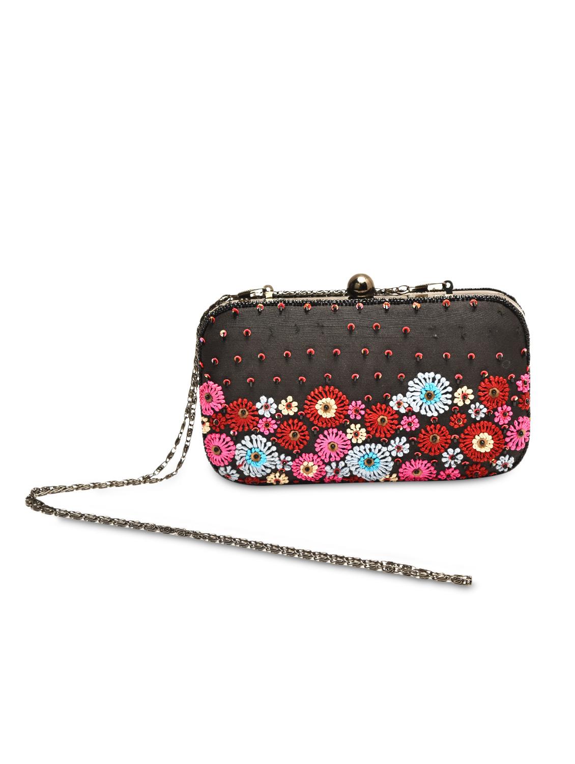 black silk, metal alloy clutch - 1225284 - Zoom Image - 2
