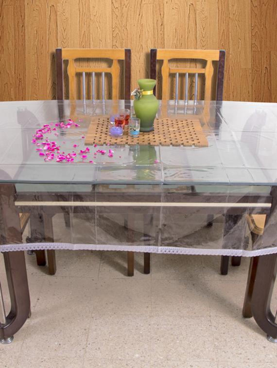azalea clear 6 seater table cover, 1 inch silver lace ,pack of 1 - 12253447 - Zoom Image - 1