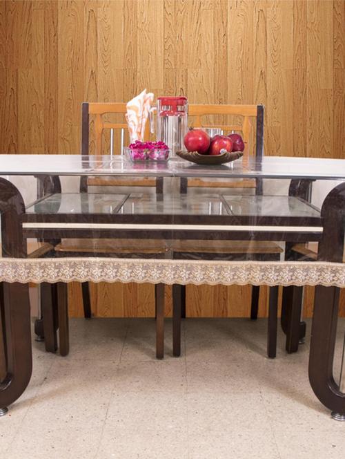 azalea clear 6 seater table cover, 3 inch gold lace ,pack of 1 - 12253453 - Standard Image - 1