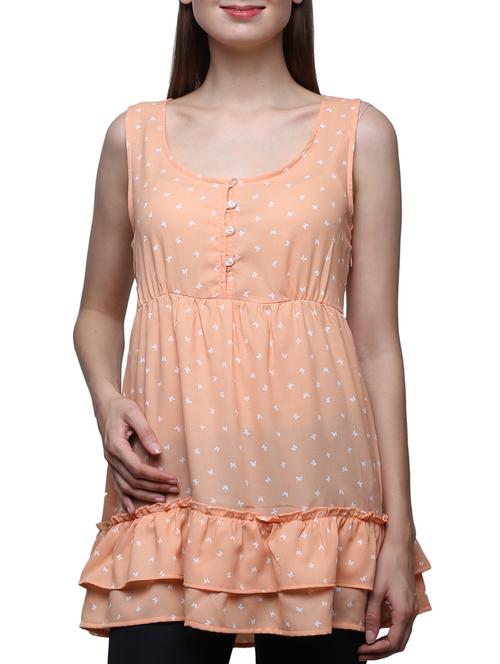 peach polycrepe top - 12253702 - Standard Image - 1