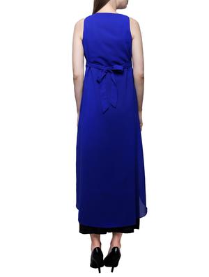 blue georgette highlow kurta - 12253726 - Standard Image - 3