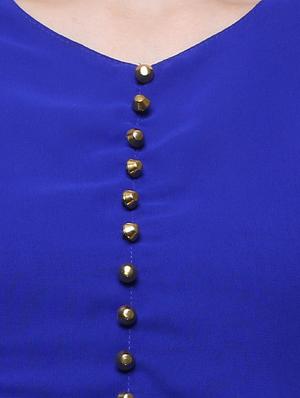 blue georgette highlow kurta - 12253726 - Standard Image - 4