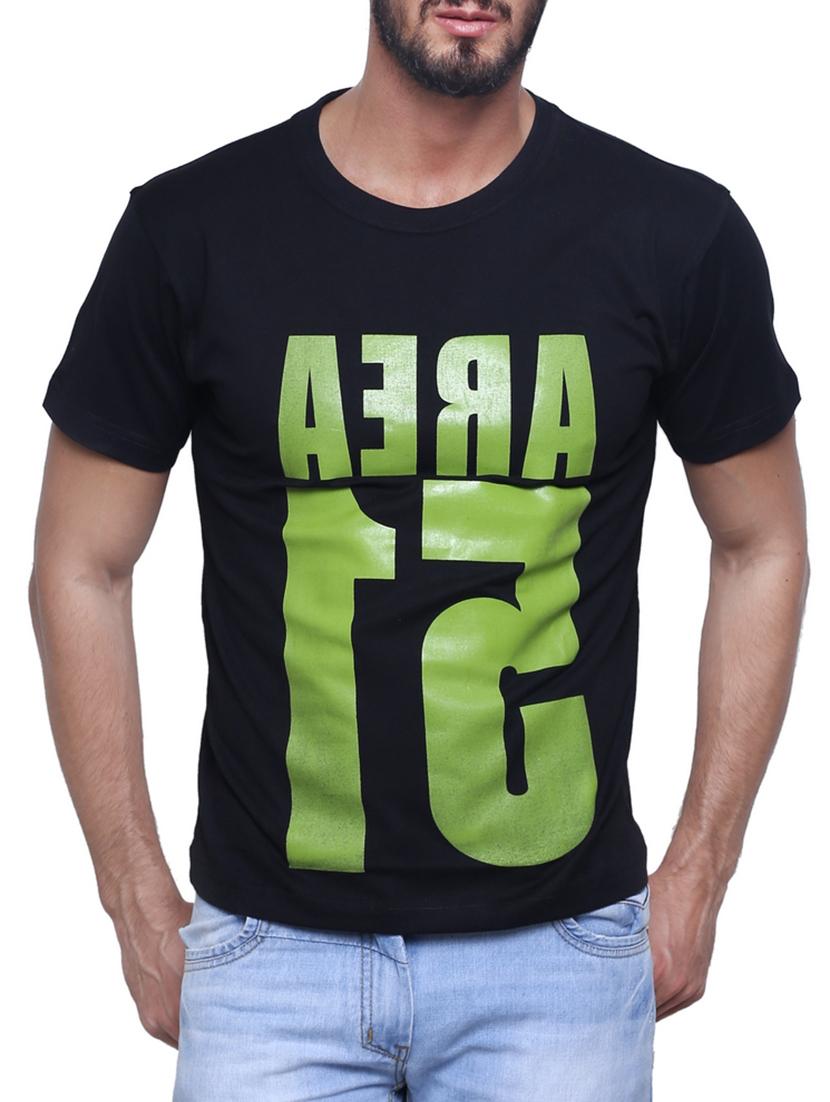 black cotton front print tshirt - 12256008 - Zoom Image - 1