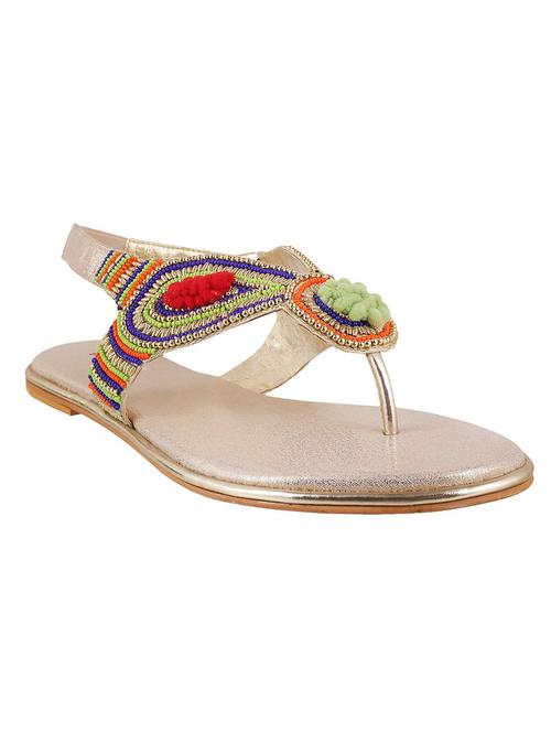 gold leatherette back strap sandals - 12261160 - Very Small Image - 1