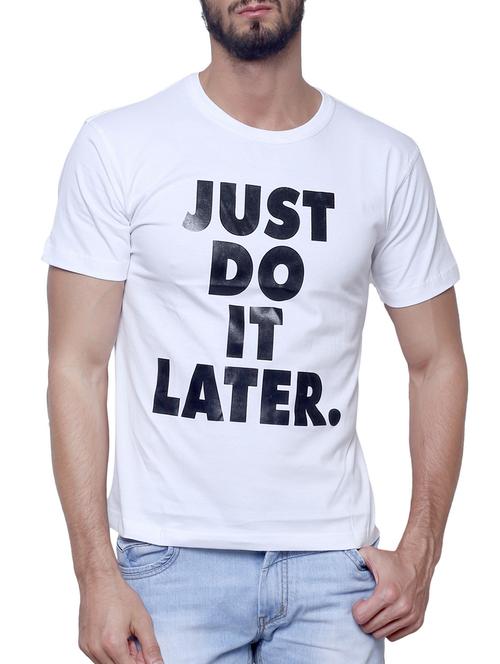 white cotton chest print t-shirt - 12262867 - Standard Image - 1